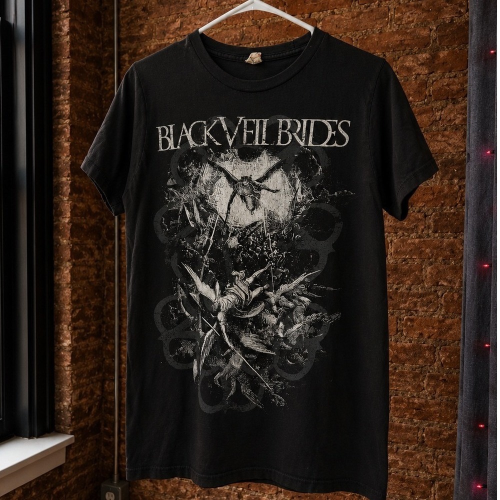 Y2K Black Veil Brides‎ Band Tee Shirt Black Graphic Medium Emo Grunge Goth Punk